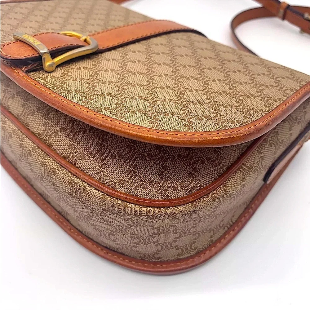 Celine Macadam Triomphe canvas and leather shoulder bag